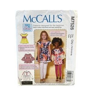 McCall's M7526 Girls' Tops Tunic CHJ (7-8-10-12-14) Learn to Sew